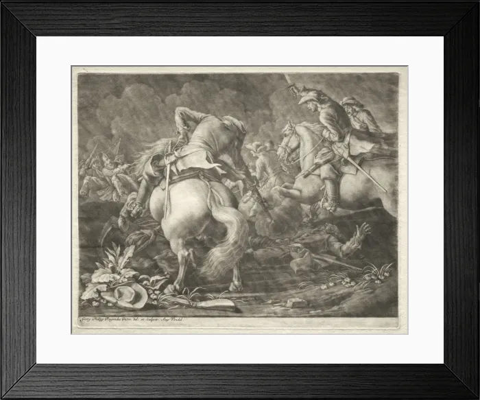 Framed Print : Skirmish between Prussian and Hungarian Hussars. Creator: Georg Philipp I Rugendas (German Framed Print : Skirmish between Prussian and Hungarian Hussars. Creator: Georg Philipp I Rugendas (German