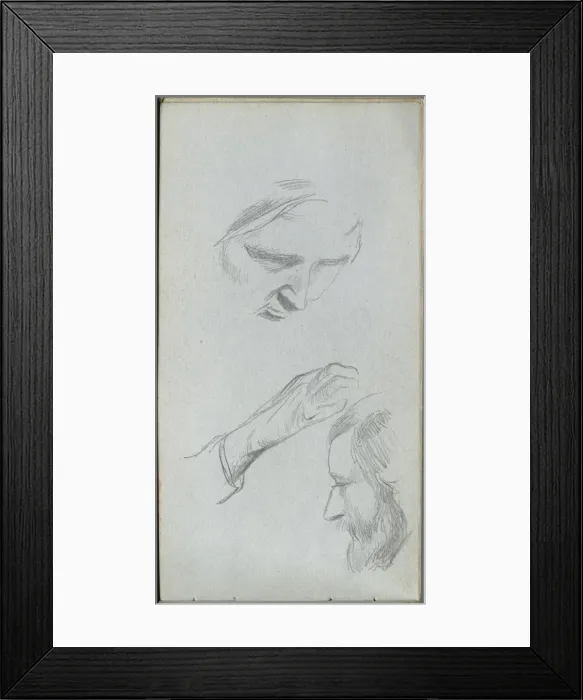 Framed Print : Sketchbook, page 70: Study of Two Faces and a Hand. Creator: Ernest Meissonier (French, 1815-1891) Framed Print : Sketchbook, page 70: Study of Two Faces and a Hand. Creator: Ernest Meissonier (French, 1815-1891)