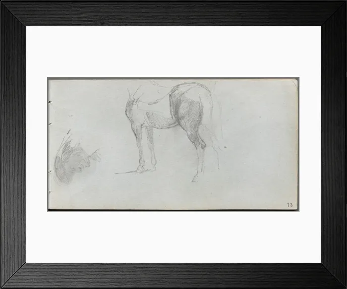 Framed Print : Sketchbook, page 73: Study of a Horse, profile. Creator: Ernest Meissonier (French, 1815-1891) Framed Print : Sketchbook, page 73: Study of a Horse, profile. Creator: Ernest Meissonier (French, 1815-1891)