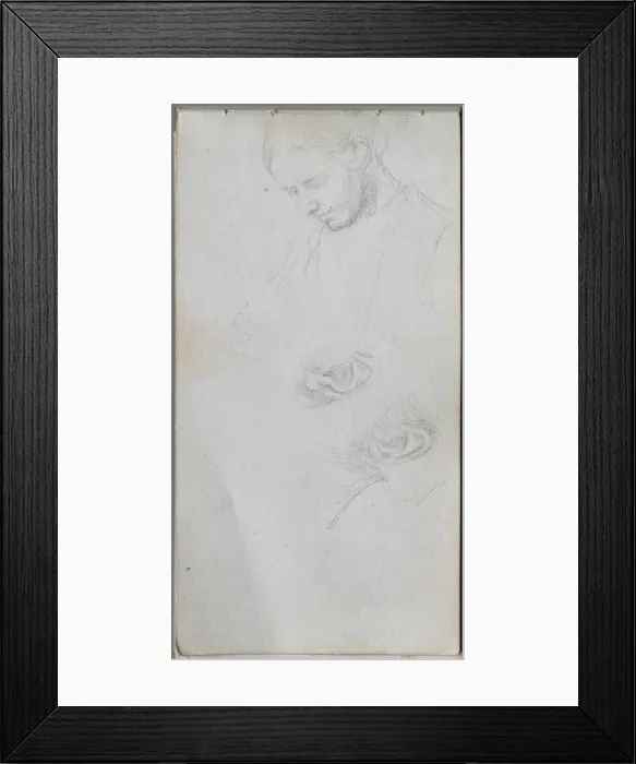 Framed Print : Sketchbook, page 96: Study of a Face, ears. Creator: Ernest Meissonier (French, 1815-1891) Framed Print : Sketchbook, page 96: Study of a Face, ears. Creator: Ernest Meissonier (French, 1815-1891)