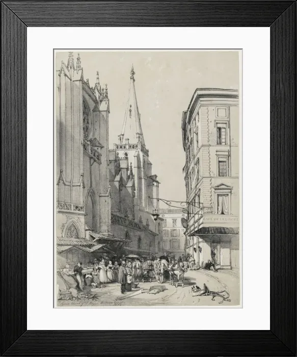 Framed Print : Sketches at Home and Abroad: Lyons Church of St. Hezier, October 1832, 1832. Creator Framed Print : Sketches at Home and Abroad: Lyons Church of St. Hezier, October 1832, 1832. Creator