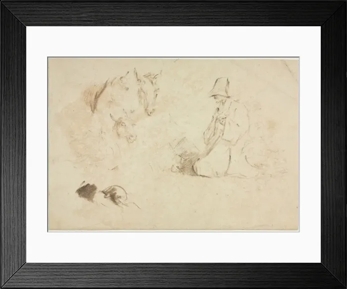 Framed Print : Sketches: Figures and Animals. Creator: Thomas Gainsborough (British, 1727-1788) Framed Print : Sketches: Figures and Animals. Creator: Thomas Gainsborough (British, 1727-1788)