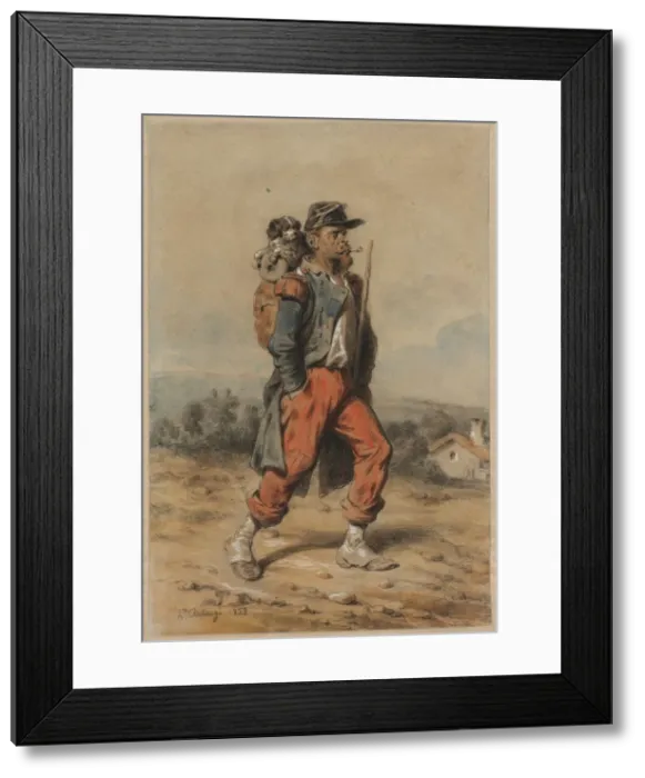 Framed Print : Soldier with Dog, 1853. Creator: Joseph-Louis-Hippolyte Bellange (French, 1800-1866) Framed Print : Soldier with Dog, 1853. Creator: Joseph-Louis-Hippolyte Bellange (French, 1800-1866)