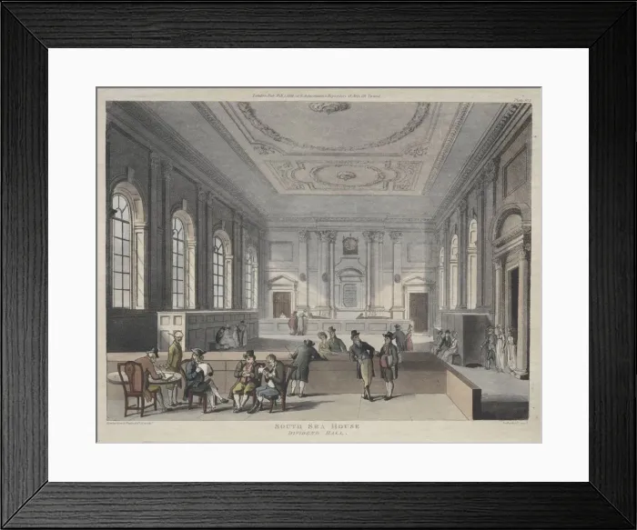 Framed Print : South Sea House, Dividend Hall, 1810. Creator: Thomas Rowlandson (British, 1756-1827) Framed Print : South Sea House, Dividend Hall, 1810. Creator: Thomas Rowlandson (British, 1756-1827)