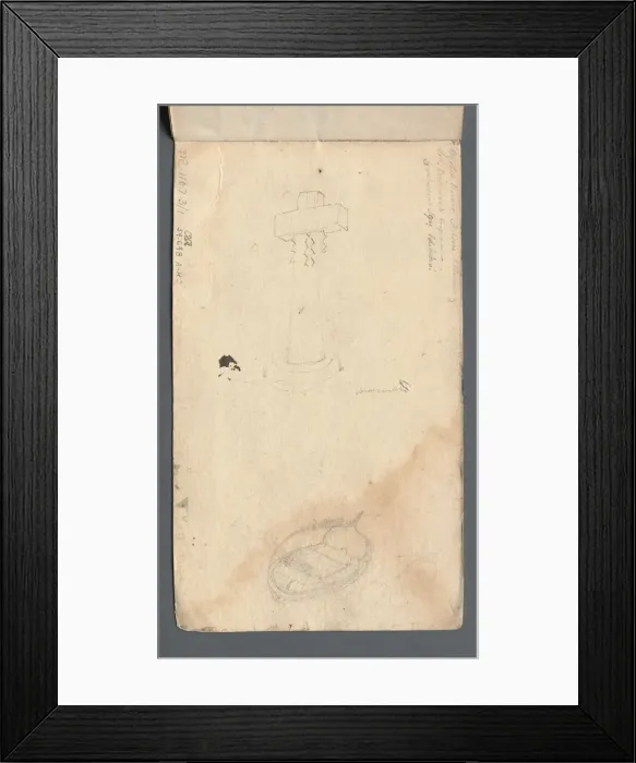 Framed Print : Sketchbook: Study of Cross and Rowboat (on back cover), 1814. Creator: Samuel Prout (British Framed Print : Sketchbook: Study of Cross and Rowboat (on back cover), 1814. Creator: Samuel Prout (British