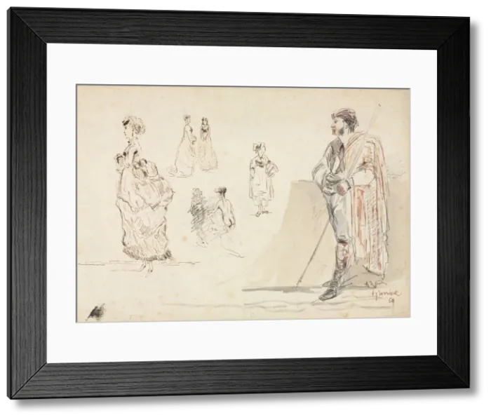 Framed Print : Sketches of Figures, 1869. Creator: Alphonse Marie Adolphe de Neuville (French, 1835-1885) Framed Print : Sketches of Figures, 1869. Creator: Alphonse Marie Adolphe de Neuville (French, 1835-1885)