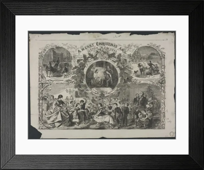 Framed Print : A Merry Christmas and a Happy New Year, 1859. Creator: Winslow Homer (American, 1836-1910) Framed Print : A Merry Christmas and a Happy New Year, 1859. Creator: Winslow Homer (American, 1836-1910)