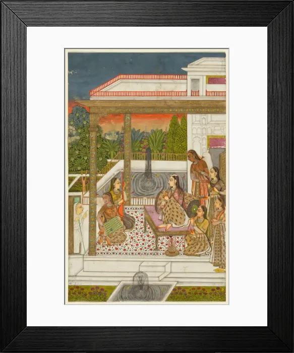 Framed Print : A princess with attendants on a terrace, c. 1720-1730. Creator: Unknown Framed Print : A princess with attendants on a terrace, c. 1720-1730. Creator: Unknown