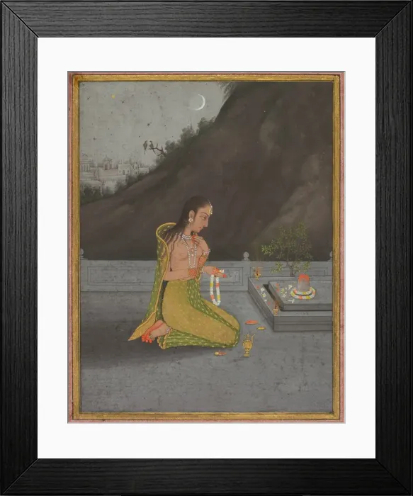 Framed Print : A Night Scene of Shiva Puja, c. 1760-70. Creator: Muhammad Rizavi Hindi (Indian, active mid-1700s) Framed Print : A Night Scene of Shiva Puja, c. 1760-70. Creator: Muhammad Rizavi Hindi (Indian, active mid-1700s)