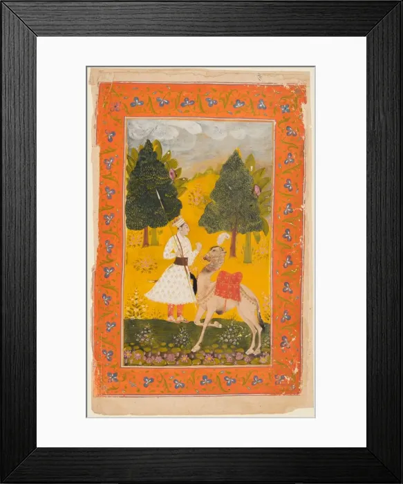 Framed Print : A Rajput Warrior with Camel, Possibly Maru Ragini from a Ragamala, 1650-80. Creator: Unknown Framed Print : A Rajput Warrior with Camel, Possibly Maru Ragini from a Ragamala, 1650-80. Creator: Unknown