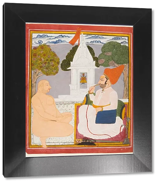 A Rathor Noble Visiting a Digambara holy man at a Vishnu Shrine, probably Baba Atmaram, c