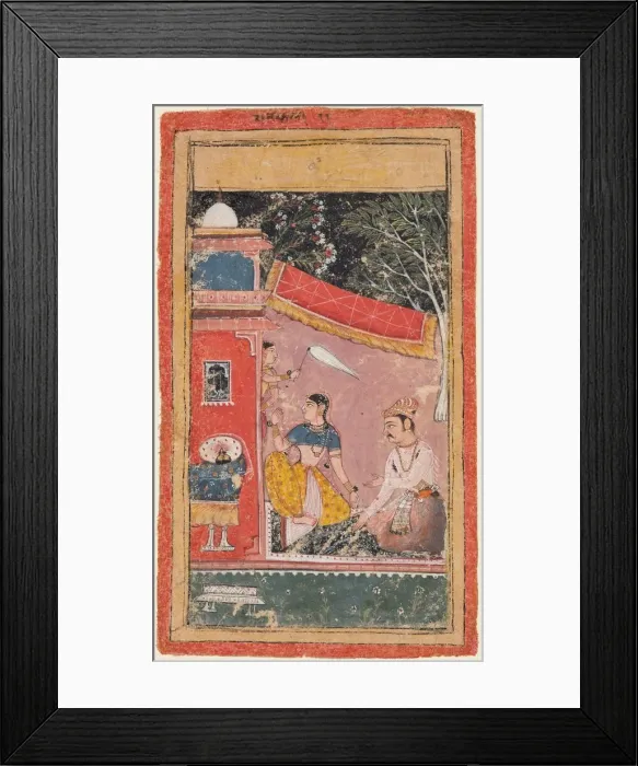 Framed Print : A page form a Ragamala series: Ramakali Ragini of Hindol Raga, c. 1610. Creator: Unknown Framed Print : A page form a Ragamala series: Ramakali Ragini of Hindol Raga, c. 1610. Creator: Unknown