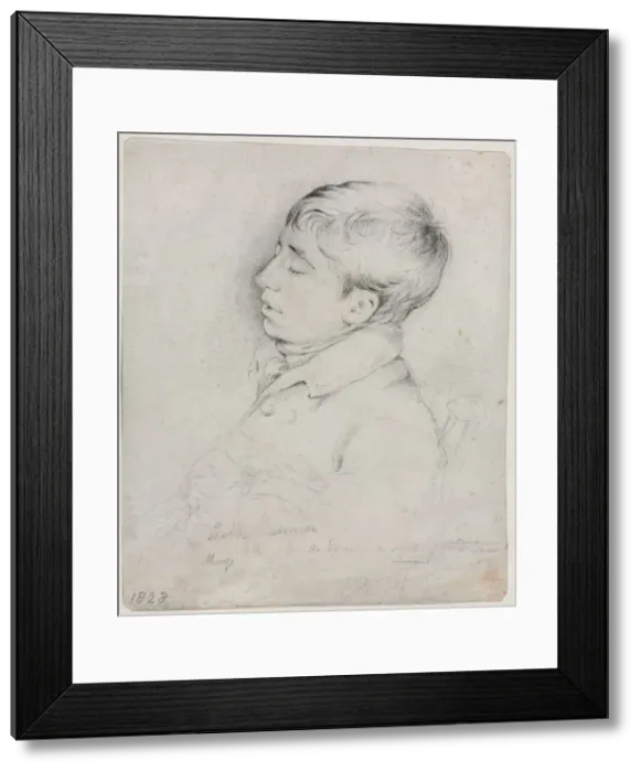Framed Print : A Portrait of Welby Sherman Asleep in a Chair, 1828. Creator: George Richmond (British, 1809-1896) Framed Print : A Portrait of Welby Sherman Asleep in a Chair, 1828. Creator: George Richmond (British, 1809-1896)