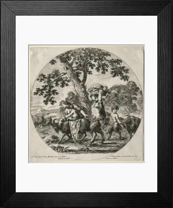 Framed Print : A Satyr Family Traveling. Creator: Stefano Della Bella (Italian, 1610-1664) Framed Print : A Satyr Family Traveling. Creator: Stefano Della Bella (Italian, 1610-1664)