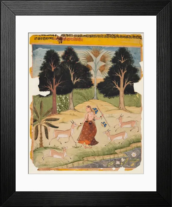 Framed Print : A page from a Ragamala Manuscript: Todi Ragini, c. 1625. Creator: Unknown Framed Print : A page from a Ragamala Manuscript: Todi Ragini, c. 1625. Creator: Unknown