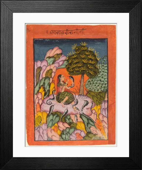 Framed Print : A page from a Ragamala series: Asavari Ragini, early 1700s. Creator: Unknown Framed Print : A page from a Ragamala series: Asavari Ragini, early 1700s. Creator: Unknown