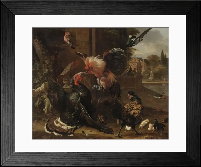 Framed Print : A Rooster and Turkey Fighting, c. 1680. Creator: Melchior de Hondecoeter (Dutch, 1636-1695) Framed Print : A Rooster and Turkey Fighting, c. 1680. Creator: Melchior de Hondecoeter (Dutch, 1636-1695)