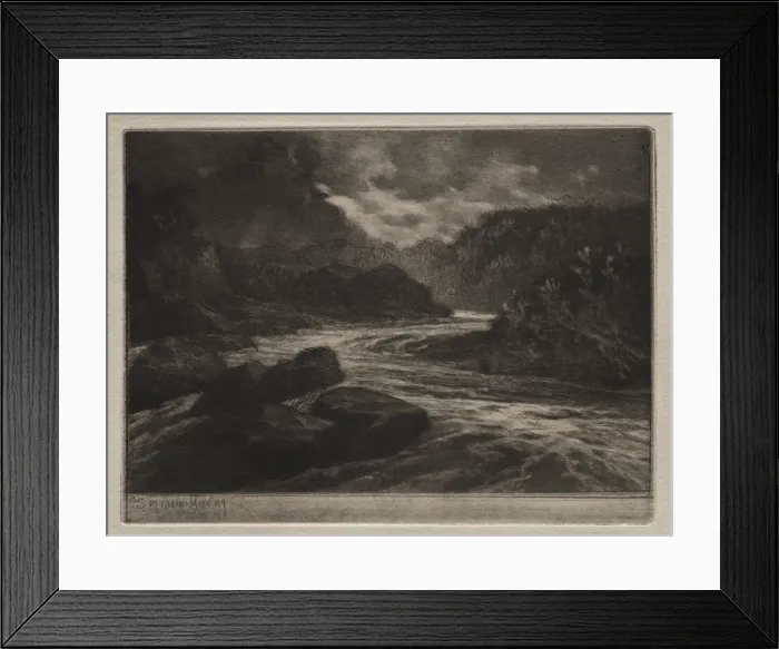Framed Print : A Salmon River. Creator: Francis Seymour Haden (British, 1818-1910) Framed Print : A Salmon River. Creator: Francis Seymour Haden (British, 1818-1910)
