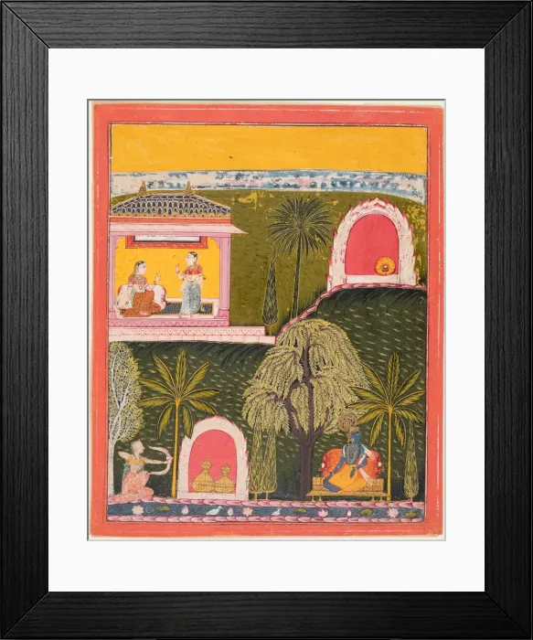 Framed Print : A page from a Rasikapriya series, c. 1660. Creator: Unknown Framed Print : A page from a Rasikapriya series, c. 1660. Creator: Unknown