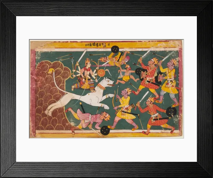 Framed Print : A page from the Devi-Mahatmya: The Goddess as the Drinker of the Demon Raktabija, c Framed Print : A page from the Devi-Mahatmya: The Goddess as the Drinker of the Demon Raktabija, c
