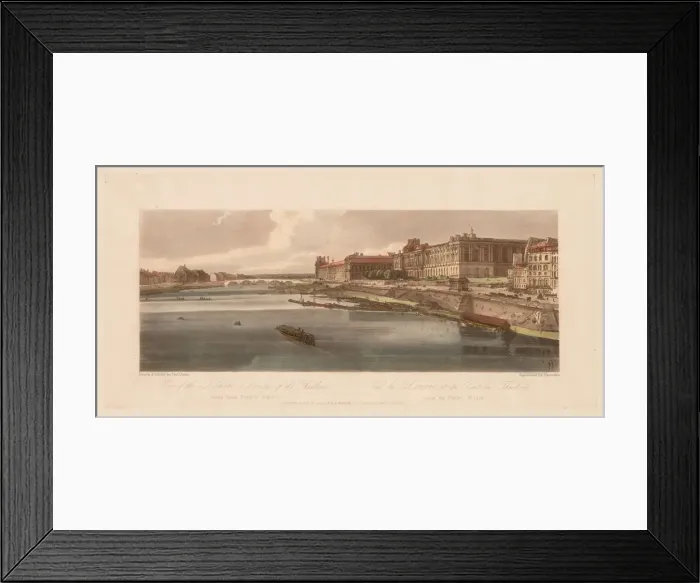 Framed Print : A Selection of Twenty of the Most Picturesque Views in Paris: View of the Louvre & Framed Print : A Selection of Twenty of the Most Picturesque Views in Paris: View of the Louvre &