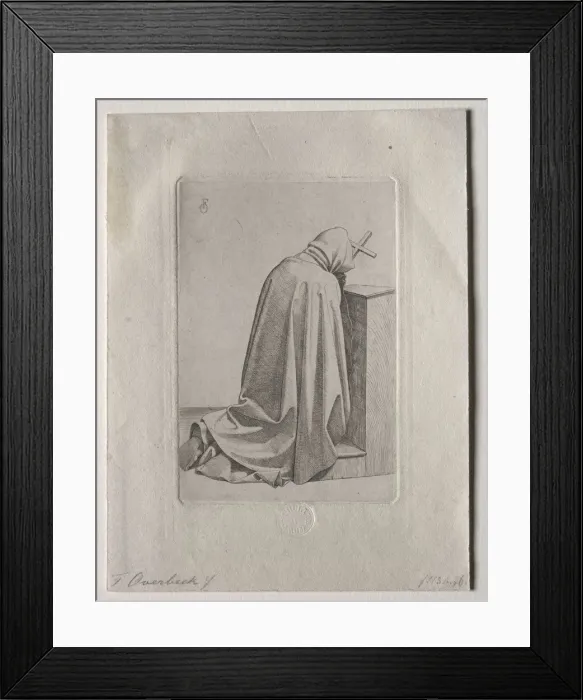 Framed Print : A Praying Monk, 1826. Creator: Johann Friedrich Overbeck (German, 1789-1869); Carl Schulze Framed Print : A Praying Monk, 1826. Creator: Johann Friedrich Overbeck (German, 1789-1869); Carl Schulze
