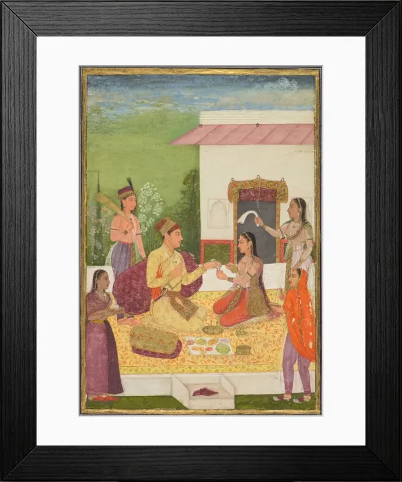 Framed Print : A prince conversing with a woman while taking refreshments on a terrace (recto) Framed Print : A prince conversing with a woman while taking refreshments on a terrace (recto)