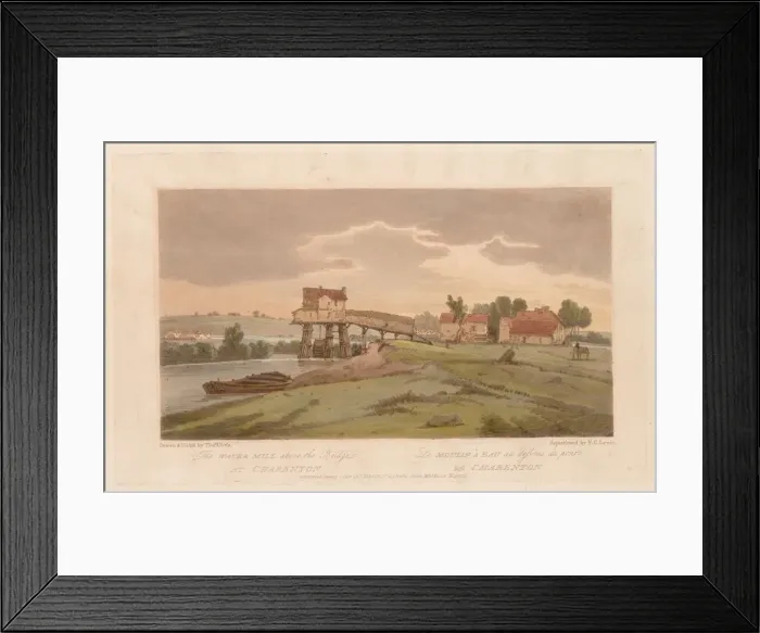 Framed Print : A Selection of Twenty of the Most Picturesque Views in Paris: The Water Mill above the Bridge Framed Print : A Selection of Twenty of the Most Picturesque Views in Paris: The Water Mill above the Bridge