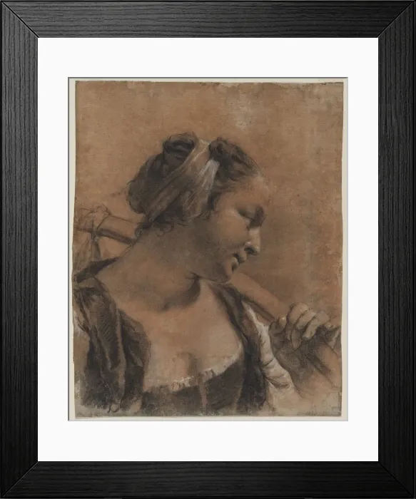 Framed Print : A Portrait of Rosa with a Shoulder Stick, c. 1735. Creator: Giovanni Battista Piazzetta (Italian Framed Print : A Portrait of Rosa with a Shoulder Stick, c. 1735. Creator: Giovanni Battista Piazzetta (Italian