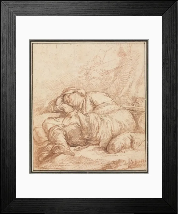 Framed Print : A Sleeping Shepherd, 1700s-1800s. Creator: Pierre Alexandre Wille (French, 1748-1837) Framed Print : A Sleeping Shepherd, 1700s-1800s. Creator: Pierre Alexandre Wille (French, 1748-1837)