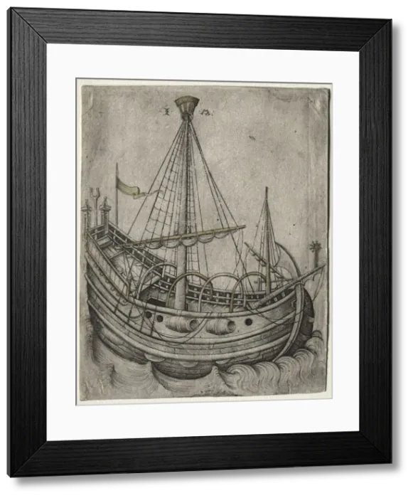 Framed Print : A Ship Moving Toward the Right. Creator: Israhel van Meckenem (German, c. 1440-1503) Framed Print : A Ship Moving Toward the Right. Creator: Israhel van Meckenem (German, c. 1440-1503)