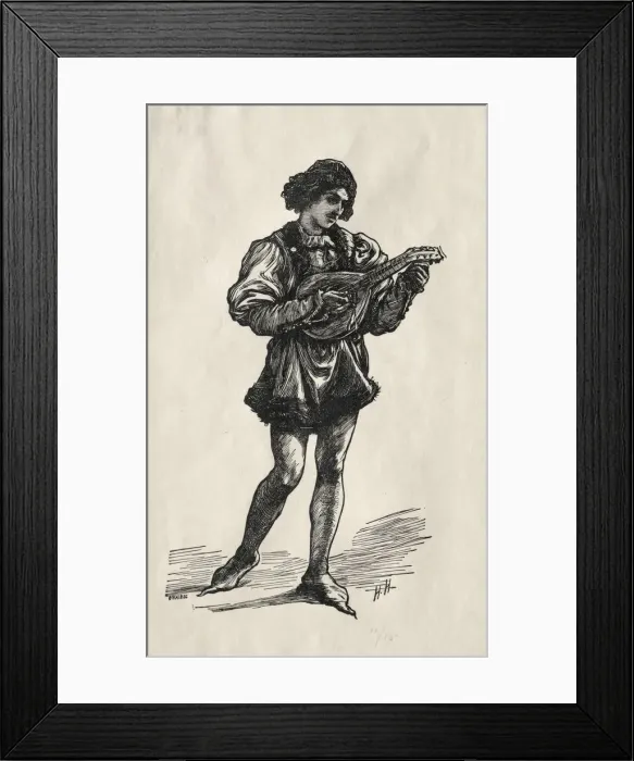 Framed Print : A Troubadour. Creator: Hubert von Herkomer (British, 1849-1914) Framed Print : A Troubadour. Creator: Hubert von Herkomer (British, 1849-1914)