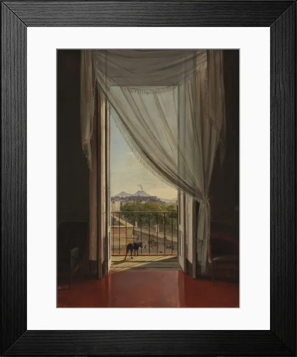 Framed Print : A View of Naples through a Window, 1824. Creator: Franz Ludwig Catel (German, 1778-1856) Framed Print : A View of Naples through a Window, 1824. Creator: Franz Ludwig Catel (German, 1778-1856)