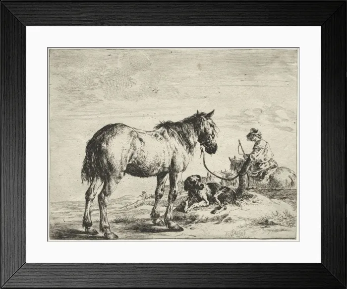 Framed Print : Horse bound to a post. Creator: Dirck Stoop (Dutch, c. 1618-1681) Framed Print : Horse bound to a post. Creator: Dirck Stoop (Dutch, c. 1618-1681)