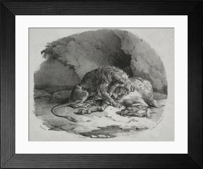 Framed Print : Horse Devoured by a Lion, 1823. Creator: Theodore Gericault (French, 1791-1824) Framed Print : Horse Devoured by a Lion, 1823. Creator: Theodore Gericault (French, 1791-1824)