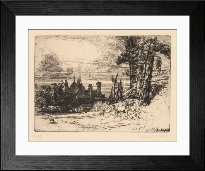 Framed Print : Horsleys House at Willesley, 1865. Creator: Francis Seymour Haden (British, 1818-1910) Framed Print : Horsleys House at Willesley, 1865. Creator: Francis Seymour Haden (British, 1818-1910)