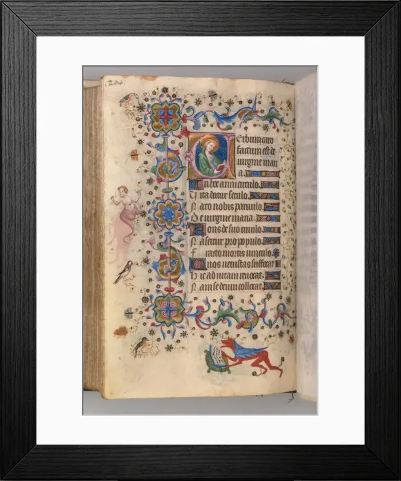Framed Print : Hours of Charles the Noble, King of Navarre (1361-1425): fol. 102v, Text, c. 1405 Framed Print : Hours of Charles the Noble, King of Navarre (1361-1425): fol. 102v, Text, c. 1405