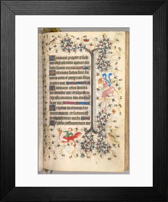 Framed Print : Hours of Charles the Noble, King of Navarre (1361-1425): fol. 187r, Text, c. 1405 Framed Print : Hours of Charles the Noble, King of Navarre (1361-1425): fol. 187r, Text, c. 1405