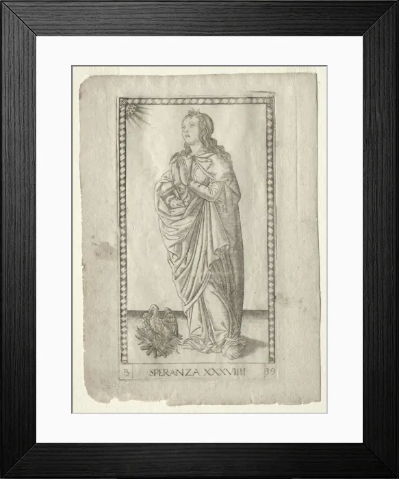 Framed Print : Hope (from the Tarocchi, series B: Cosmic Principles & Virtues, #39), before 1467 Framed Print : Hope (from the Tarocchi, series B: Cosmic Principles & Virtues, #39), before 1467