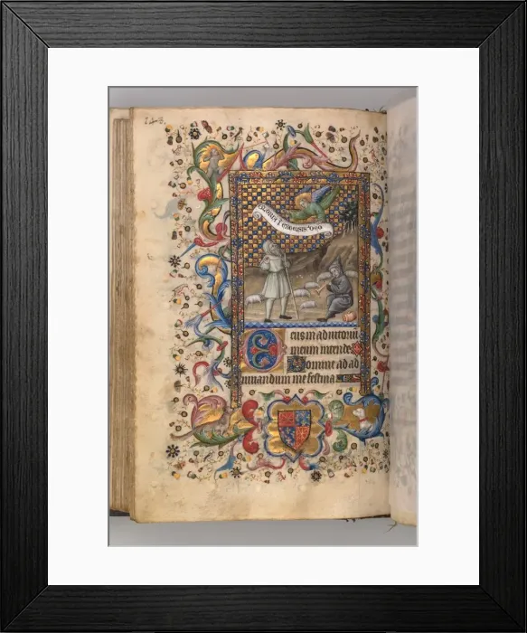 Framed Print : Hours of Charles the Noble, King of Navarre (1361-1425): Annunciation to the Shepherds Framed Print : Hours of Charles the Noble, King of Navarre (1361-1425): Annunciation to the Shepherds