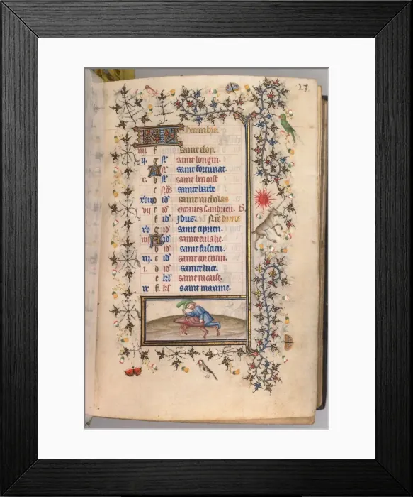 Framed Print : Hours of Charles the Noble, King of Navarre (1361-1425): fol. 12r, December, c. 1405 Framed Print : Hours of Charles the Noble, King of Navarre (1361-1425): fol. 12r, December, c. 1405