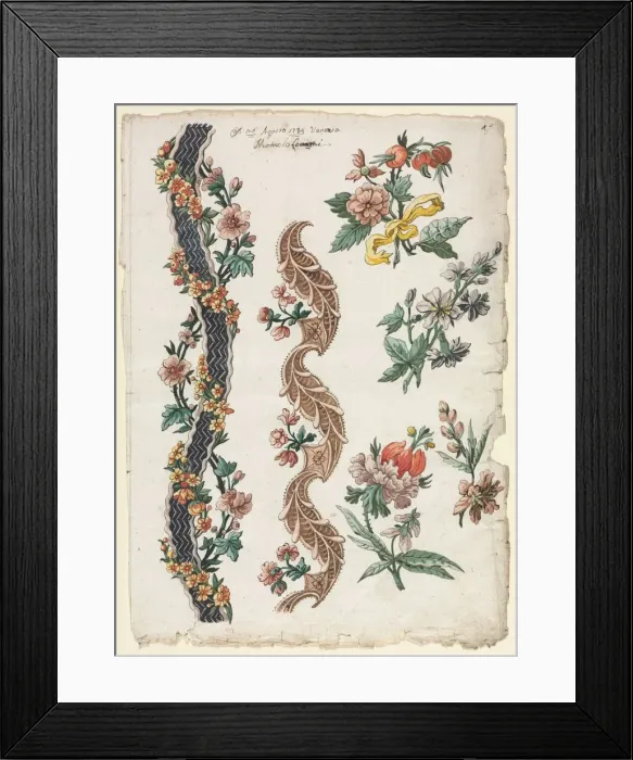 Framed Print : Floral Designs and Floral Bands, 1784. Creator: Giacomo Cavenezia (Italian) Framed Print : Floral Designs and Floral Bands, 1784. Creator: Giacomo Cavenezia (Italian)