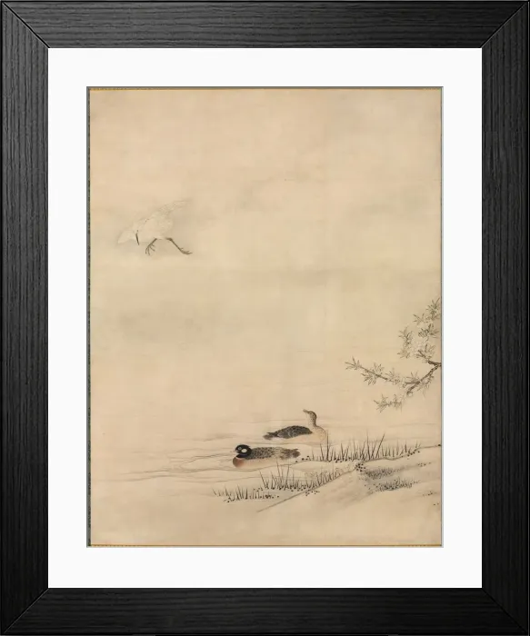 Framed Print : Flowers and Birds in a Spring Landscape, 1500s. Creator: Kano Motonobu (Japanese, c Framed Print : Flowers and Birds in a Spring Landscape, 1500s. Creator: Kano Motonobu (Japanese, c