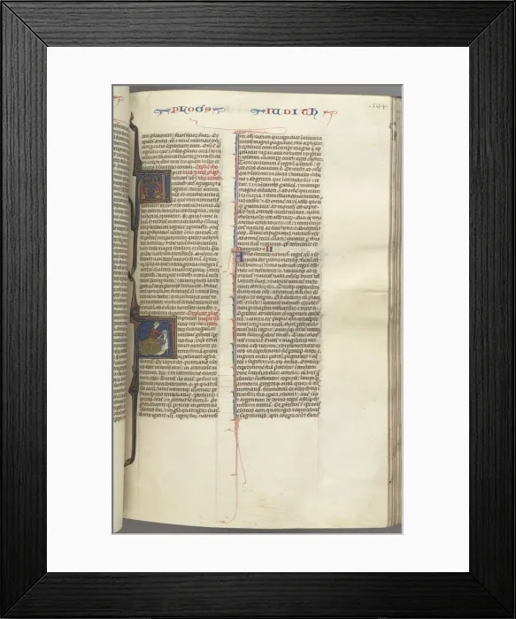 Framed Print : Fol. 194r, Judith, historiated initial A, Judith beheading Holofernes, c. 1275-1300 Framed Print : Fol. 194r, Judith, historiated initial A, Judith beheading Holofernes, c. 1275-1300