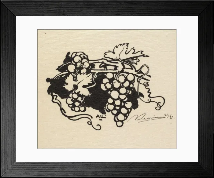 Framed Print : Fontainebleau Forest: Tailpiece, Grapes (La Foret de Fontainebleau: Cul-de-lampe), 1890 Framed Print : Fontainebleau Forest: Tailpiece, Grapes (La Foret de Fontainebleau: Cul-de-lampe), 1890