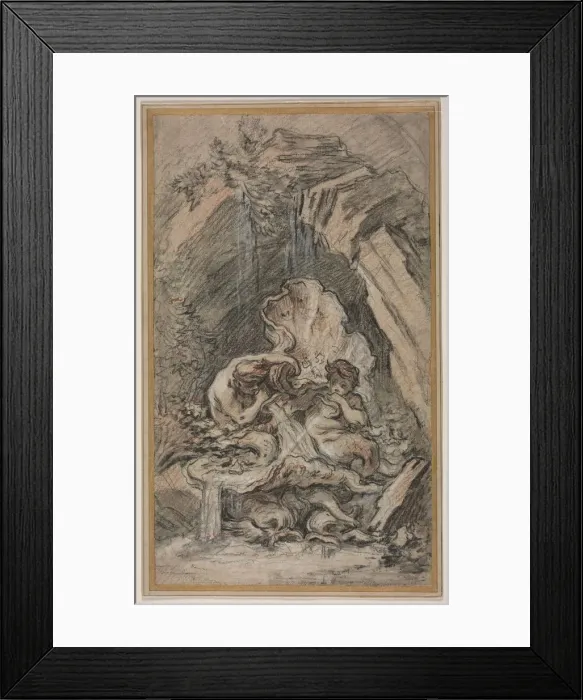 Framed Print : Fountain with Two Tritons Blowing Conch Shells, c. 1736. Creator: Francois Boucher (French Framed Print : Fountain with Two Tritons Blowing Conch Shells, c. 1736. Creator: Francois Boucher (French