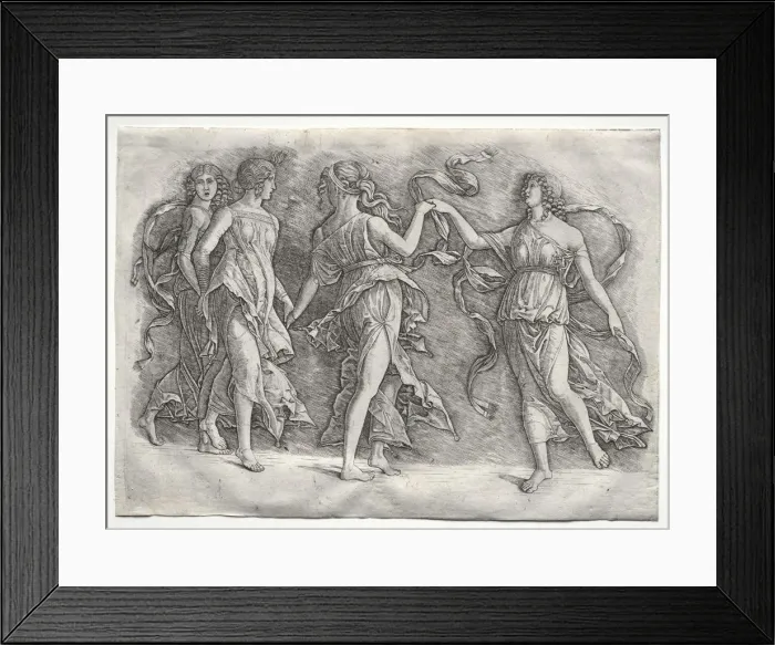 Framed Print : Four Dancing Muses, c. 1497. Creator: the so-called Premier Engraver (Italian), probably Framed Print : Four Dancing Muses, c. 1497. Creator: the so-called Premier Engraver (Italian), probably