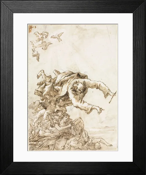 Framed Print : God the Father with Angels and Cherubs, 1758 or after. Creator: Giovanni Domenico Tiepolo (Italian