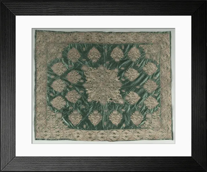 Framed Print : Gold-Thread Embroidered Cover, 1800s. Creator: Unknown Framed Print : Gold-Thread Embroidered Cover, 1800s. Creator: Unknown
