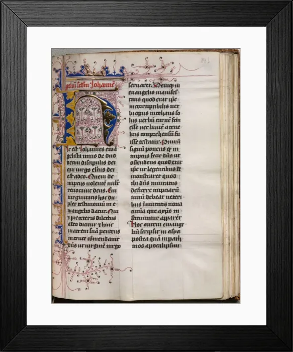 Framed Print : Gospel Book with Evangelist Portraits: Decorated Initial, c. 1480. Creator: Hausbuch Master Framed Print : Gospel Book with Evangelist Portraits: Decorated Initial, c. 1480. Creator: Hausbuch Master